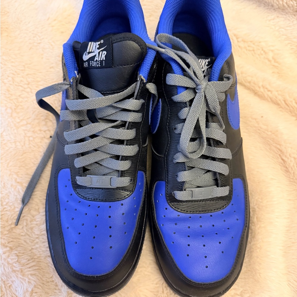 Nike Air Force 1 Black and Blue Sneakers